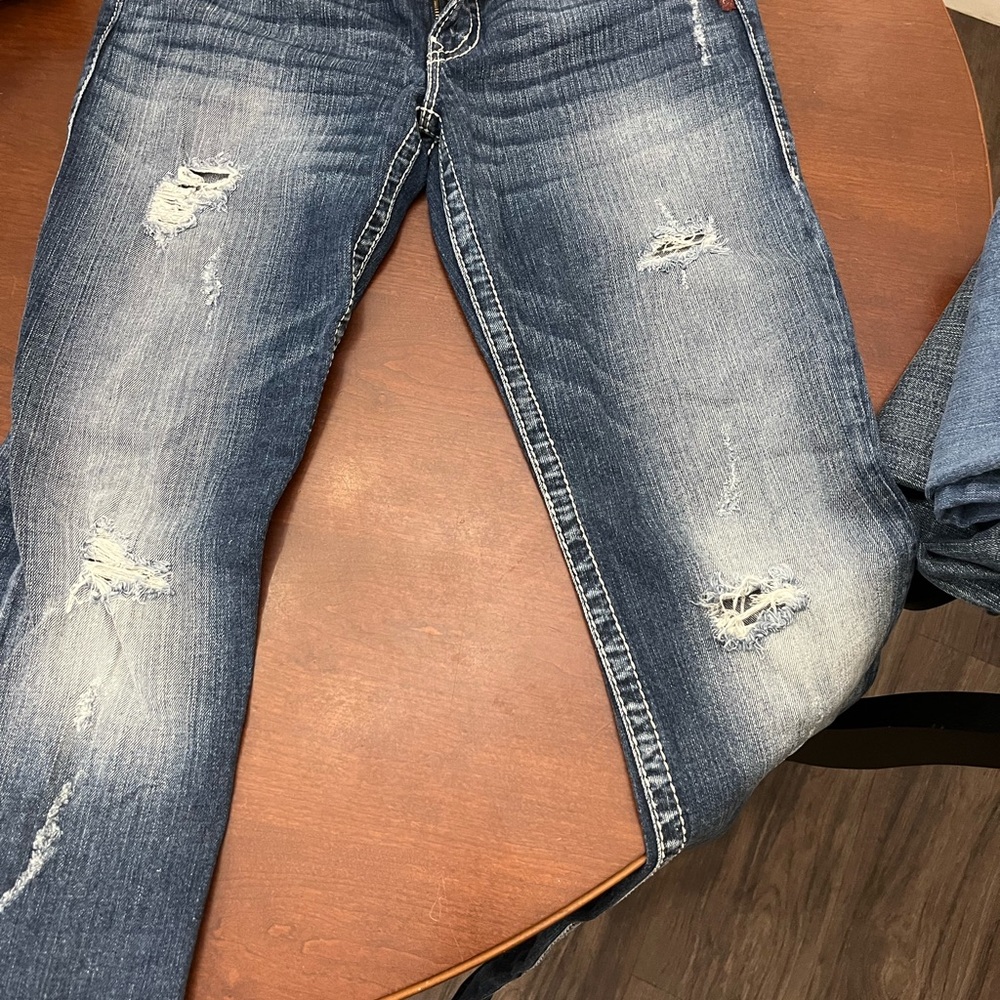 Silver Jeans Women's Distressed Boot Cut Jeans - Blue